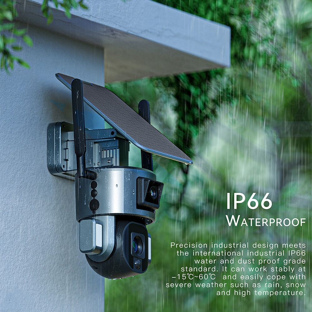 PEGATAH 8MP 4G Wireless Solar Camera - 4K WiFi Dual Lens 10X Solar Panel Human Detection PTZ Security Cam Waterproof ip Cameras