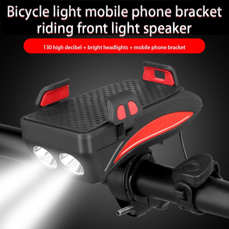 5 IN 1 Led Bicycle Light Front - USB Rechargeable Solar Horn Phone Holder bicycle Lamp 4000mAh Flashlight for Bike Light Lantern