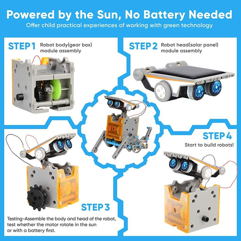12 in 1 Science Experiment Solar Robot Toy - DIY Building Powered Learning Tool Education Robots Technological Gadgets Kit for Kid