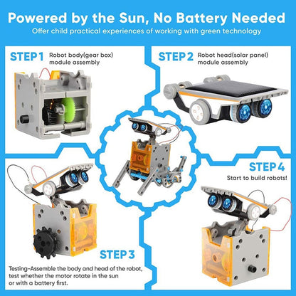 12 in 1 Science Experiment Solar Robot Toy - DIY Building Powered Learning Tool Education Robots Technological Gadgets Kit for Kid