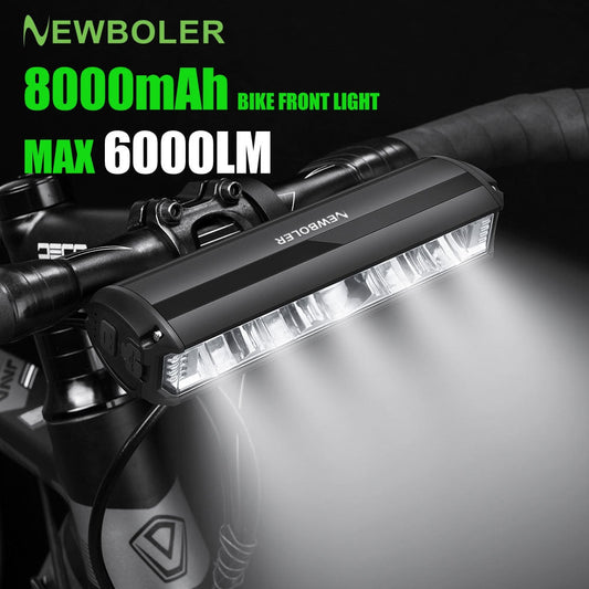NEWBOLER EOS640 Bicycle Light - Front 6000Lumen Bike Light 8000mAh Waterproof Flashlight USB Charging MTB Road Cycling Lamp Accessories