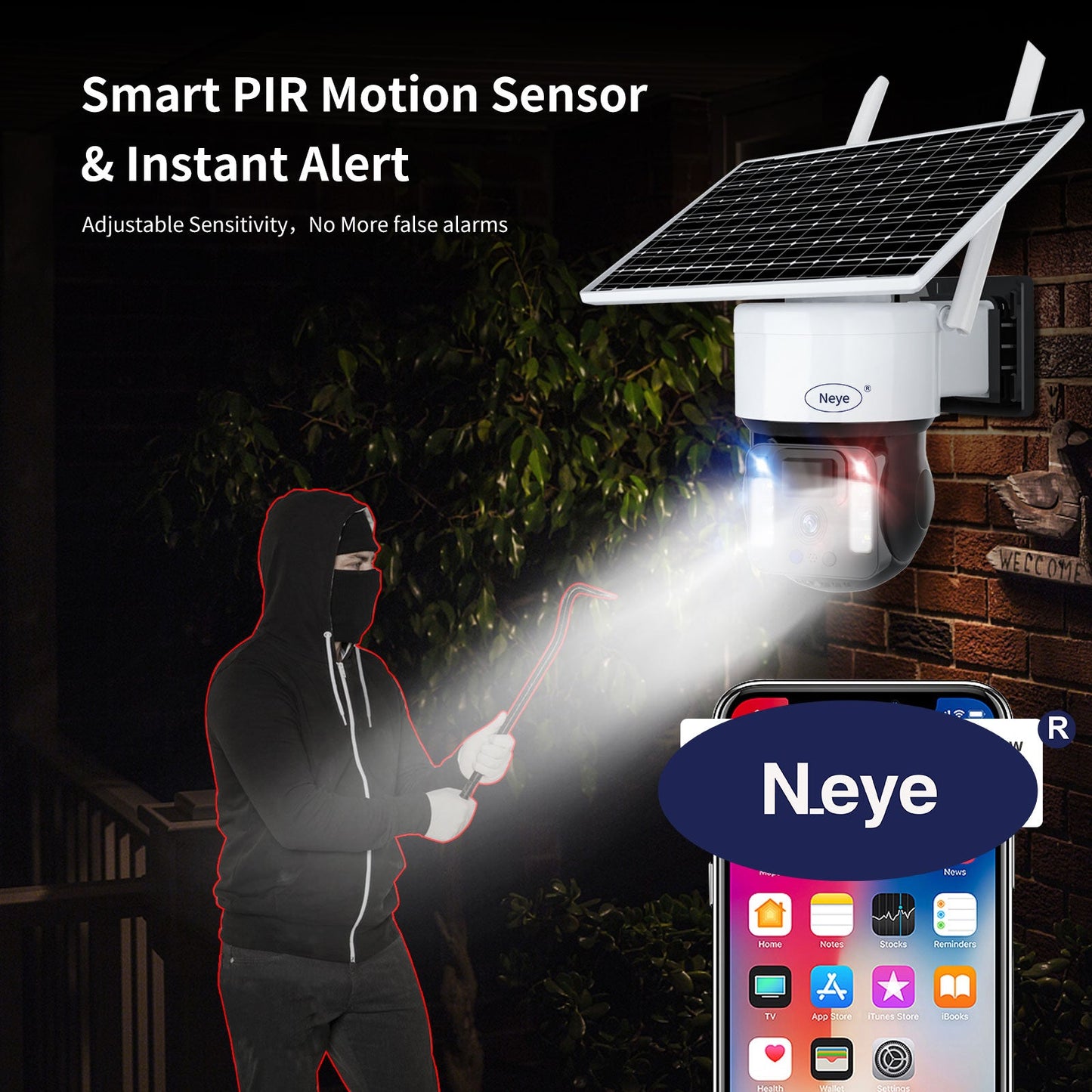 N_eye  8mp/4k Rechargeable Battery Solar Powered Outdoor 1080P Pan Tilt WiFi Security Camera Two-Way Audio IP65 Weatherproof  camera