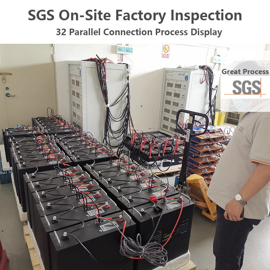 48V 230Ah 200Ah LiFePO4 Battery Pack - 51.2V 12Kw 10Kw 6000 Cycles 32 Parallel PC Monitor Inverter Battery Built-in CAN RS485 BMS