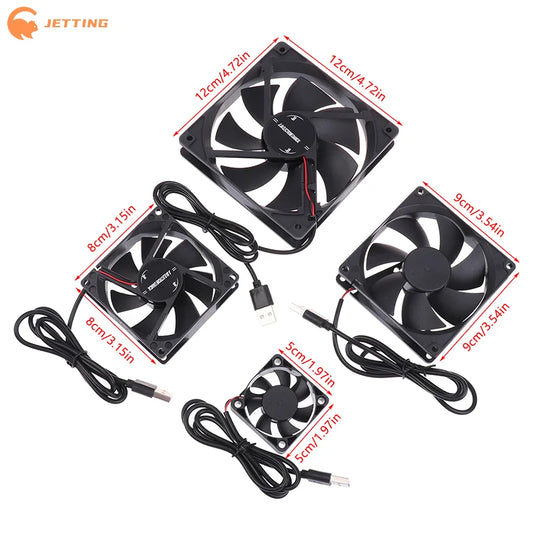 5V USB Cooling Fan for Router TV Box Computer | 50mm 80mm 90mm 120mm Black