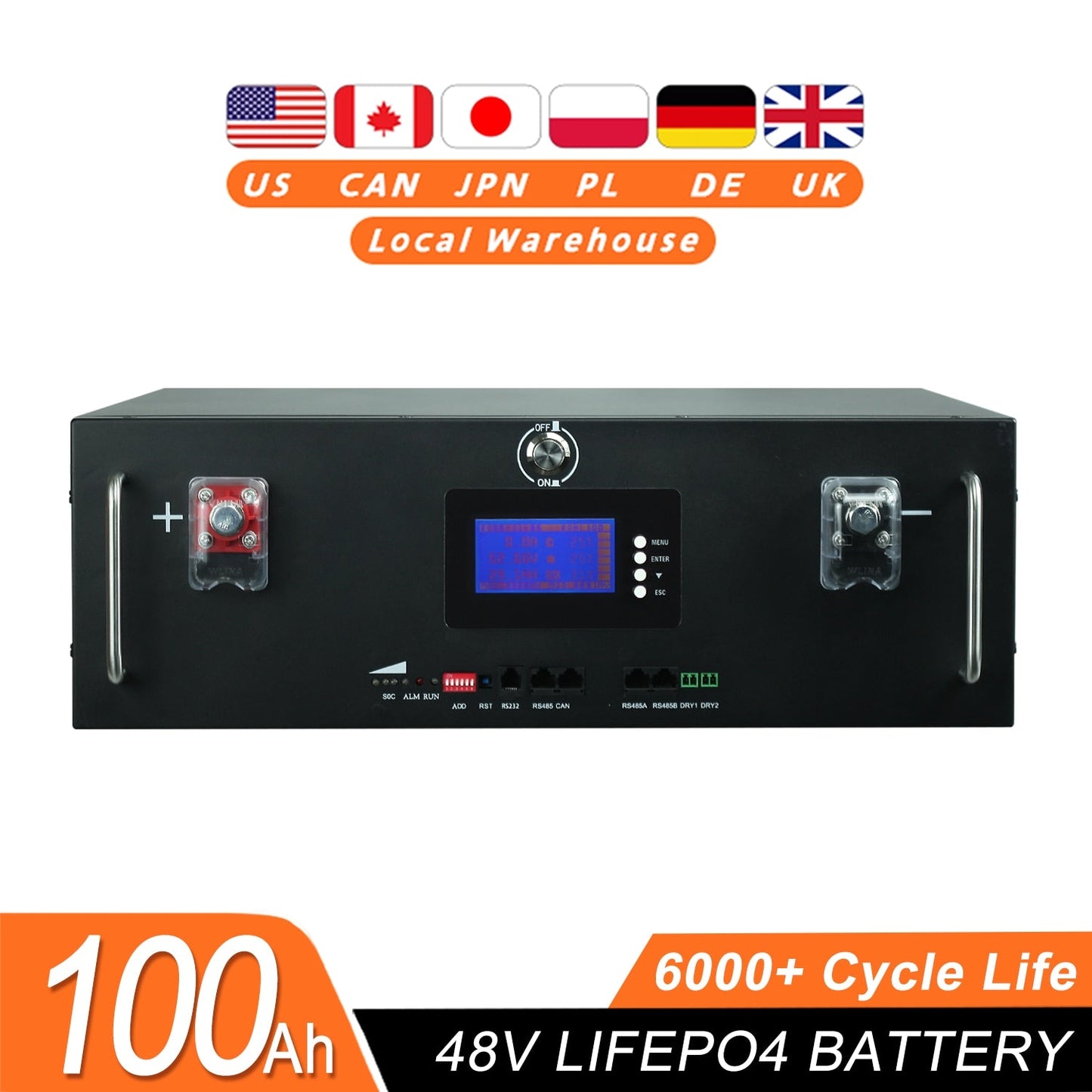 New 48V 100Ah LiFePo4 Battery Pack - 51.2V 5kw Lithium Iron Phosphate Batteries 16S 100A Built-in BMS 48V Pack For Solar No Tax