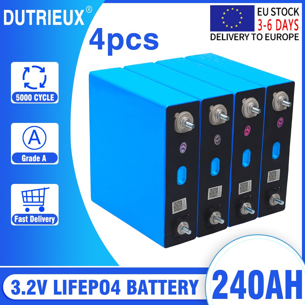 4/8pcs 3.2V 240Ah 200Ah 150Ah 100Ah LiFePO4 Lithium Iron Phosphate Battery Pack For 12V Solar Storage Cells EU 7 Days Delivery