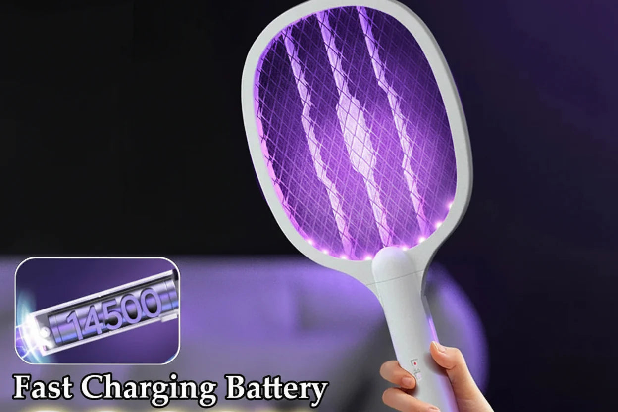 3000V Rechargeable 2-in-1 Bug Zapper – Electric Fly Swatter & UV Mosquito Lamp