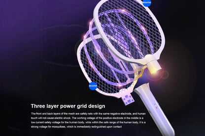 3000V Rechargeable 2-in-1 Bug Zapper – Electric Fly Swatter & UV Mosquito Lamp