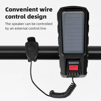 Solar USB Rechargeable Bicycle Headlight - Waterproof LED Headlight Bicycle Warning Lamp Power Display Cycling Accessories
