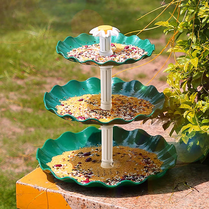 3 Tiered Bird Bath with 3W Solar Pump - DIY Solar Fountain Detachable and Suitable for Bird Bath. Garden Decoration
