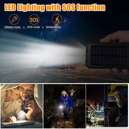 80000mAh Portable Solar Power Bank External Battery Charging Poverbank External Battery Charger LED Light for All Smartphones