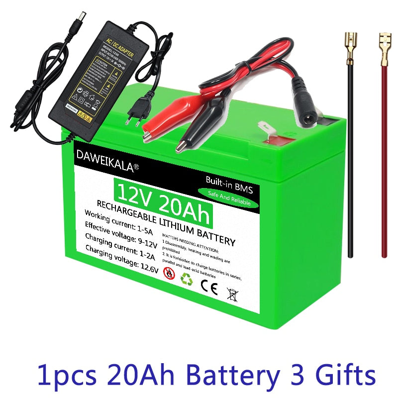 12V Battery 18650 Battery Pack 18650 lithium battery recharable battery Solar storage Battery Electric lighting 12V 3A Charger