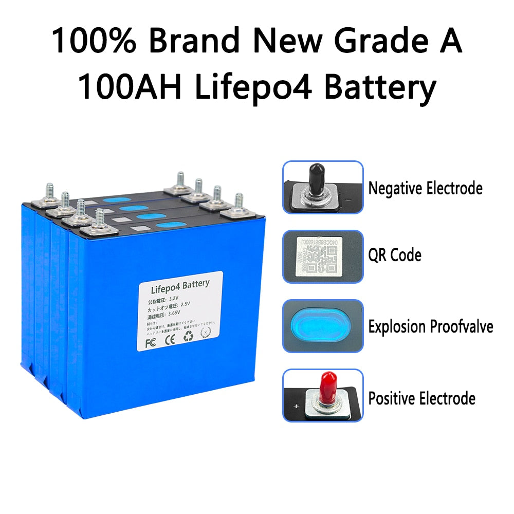 4/8pcs 3.2V 240Ah 200Ah 150Ah 100Ah LiFePO4 Lithium Iron Phosphate Battery Pack For 12V Solar Storage Cells EU 7 Days Delivery