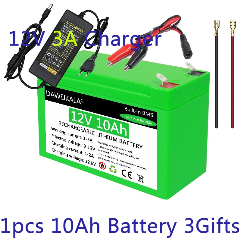 12V Battery 18650 Battery Pack 18650 lithium battery recharable battery Solar storage Battery Electric lighting 12V 3A Charger