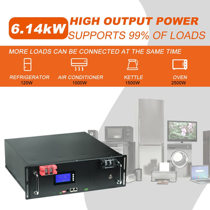 New 48V 120Ah 100Ah 200Ah LiFePo4 Battery Pack Built-in BMS 51.2V 5.12kw 32 Parallel with CAN RS485 Lithium Ion Battery NO TAX