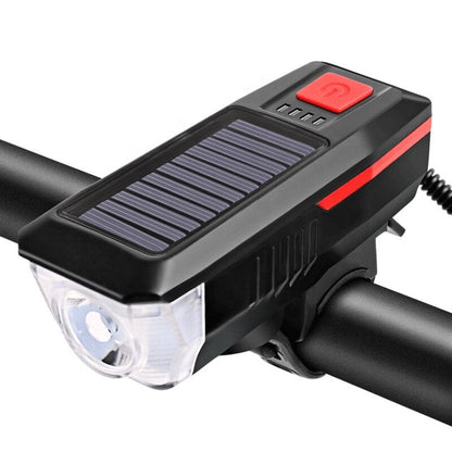 LY-17 Solar Bicycle Light - USB Rechargeable Power Display MTB Mountain Road Bike Front Lamp with Horn Flashlight Bicycle Light