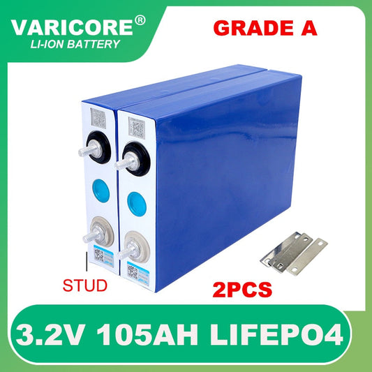 3.2V 105Ah LiFePO4 battery Lithium iron phospha DIY 4s 12V 24V Motorcycle Electric Car Solar Inverter Boat Batteries Grade A