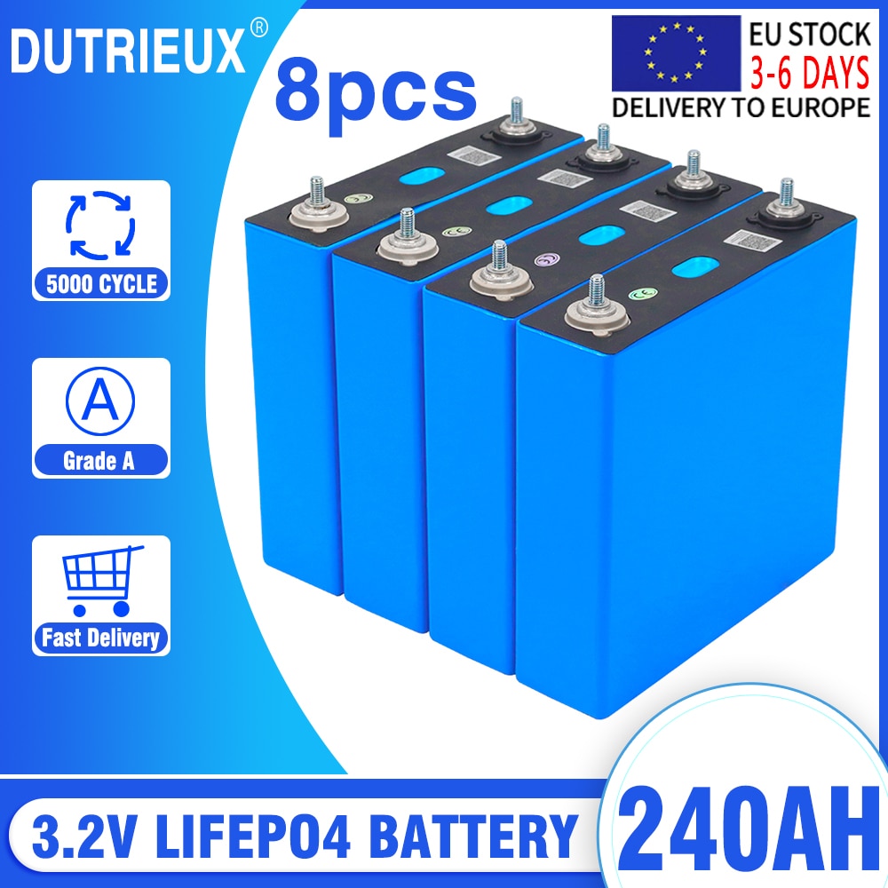 4/8pcs 3.2V 240Ah 200Ah 150Ah 100Ah LiFePO4 Lithium Iron Phosphate Battery Pack For 12V Solar Storage Cells EU 7 Days Delivery