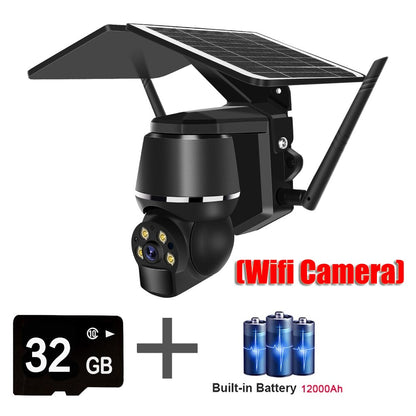 4G 5MP Outdoor Solar Panel Camara - Vigilancia WiFi Surveillance Camera Security Protection CCTV 360 PTZ Motion Detection Smart