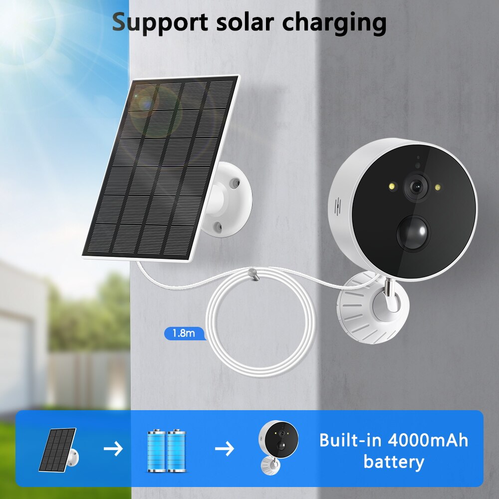 Wireless Solar Camera WiFi Outdoor Camera 1080P HD Safety Protection Video Surveillance Camera Human Detection Rechargeable