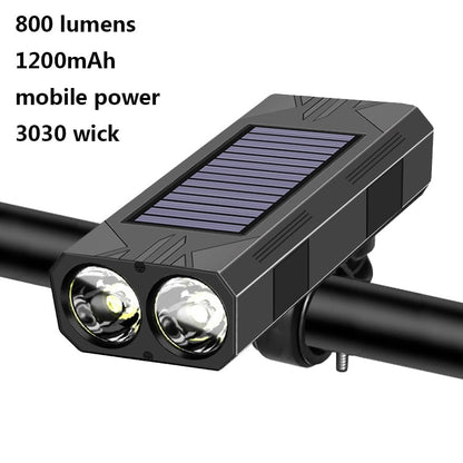 1200mAh MTB Solar Bike Light Headlight - Bicycle Flashlight 2*30 LED Front Light Bike Solar Power Bicycle Accessories