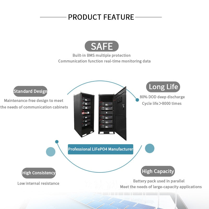 Great Pack 48V 200Ah LiFepo4 Household Power Energy Storage 10KWH Battery Long Service Life Solar UPS System