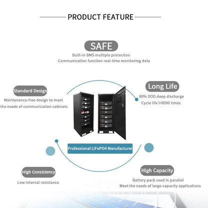 Great Pack 48V 200Ah LiFepo4 Household Power Energy Storage 10KWH Battery Long Service Life Solar UPS System
