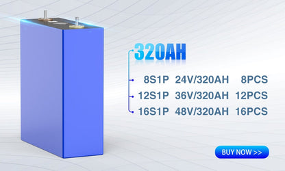1PCS 3.2V 320Ah 310Ah Lifepo4 Battery Cell Lithium Iron Phosphate Solar RV Grade A DIY 12V 24V 48V RV Boat Home Energy