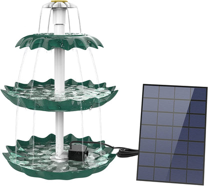 3 Tiered Bird Bath with 3W Solar Pump - DIY Solar Fountain Detachable and Suitable for Bird Bath. Garden Decoration
