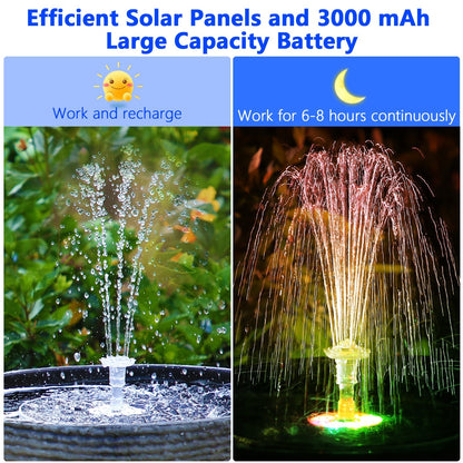 AISITIN 5.5W LED Solar Fountain - Solar Water Fountains with 3000mAh Battery 6 Nozzles. for Bird Bath. Garden and Outdoor.etc.