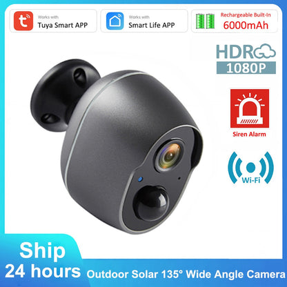 REHENTINT  OG06T Solar Camera - Tuya Wire Free 6000mAh Rechargeable Battery Wireless WiFi Buzzer Siren Solar Camera Outdoor IP66 135° Wide Angle Infrared Camera