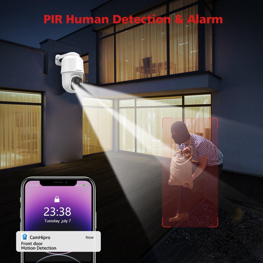 BOAVISION D4 Solar Camera - Wireless WIFI Solar Panel Outdoor 2MP 4MP PIR Human Detection Built-in 9000mah Rechargeble Battery Security Camera