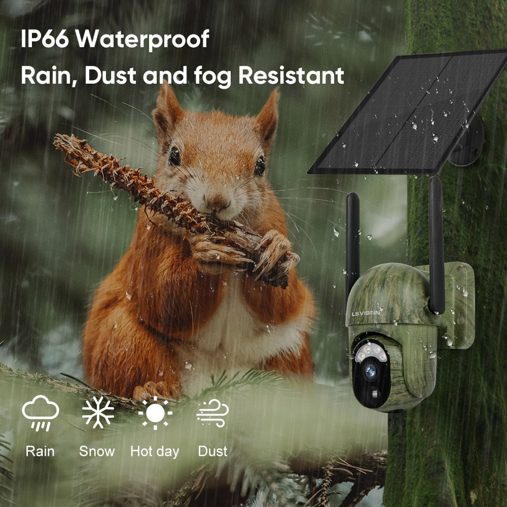 LS VISION LS-WS16M Solar Camera - 4MP 4G Solar Security Camera Wireless Outdoor WiFi Human/Animal Detection 2-Way Talk IP66 Waterproof Wildlife Camera