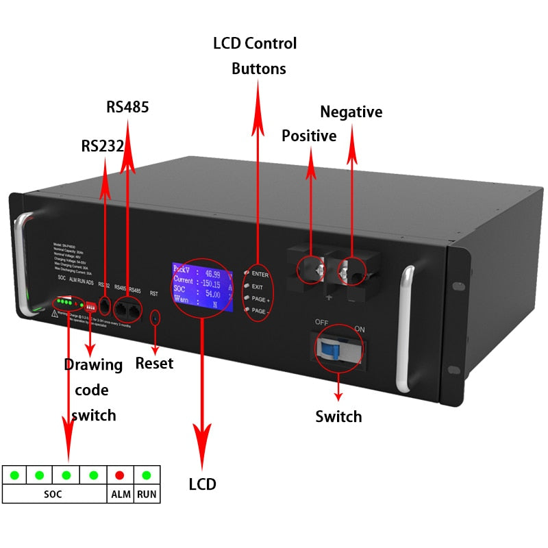 Great Pack 48V 200Ah LiFepo4 Household Power Energy Storage 10KWH Battery Long Service Life Solar UPS System