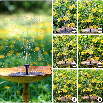 2.5W Solar Bird Bath Fountain - Solar Fountain Pump for Bird Bath with 6 Nozzles. Solar Powered Water Fountain for Garde