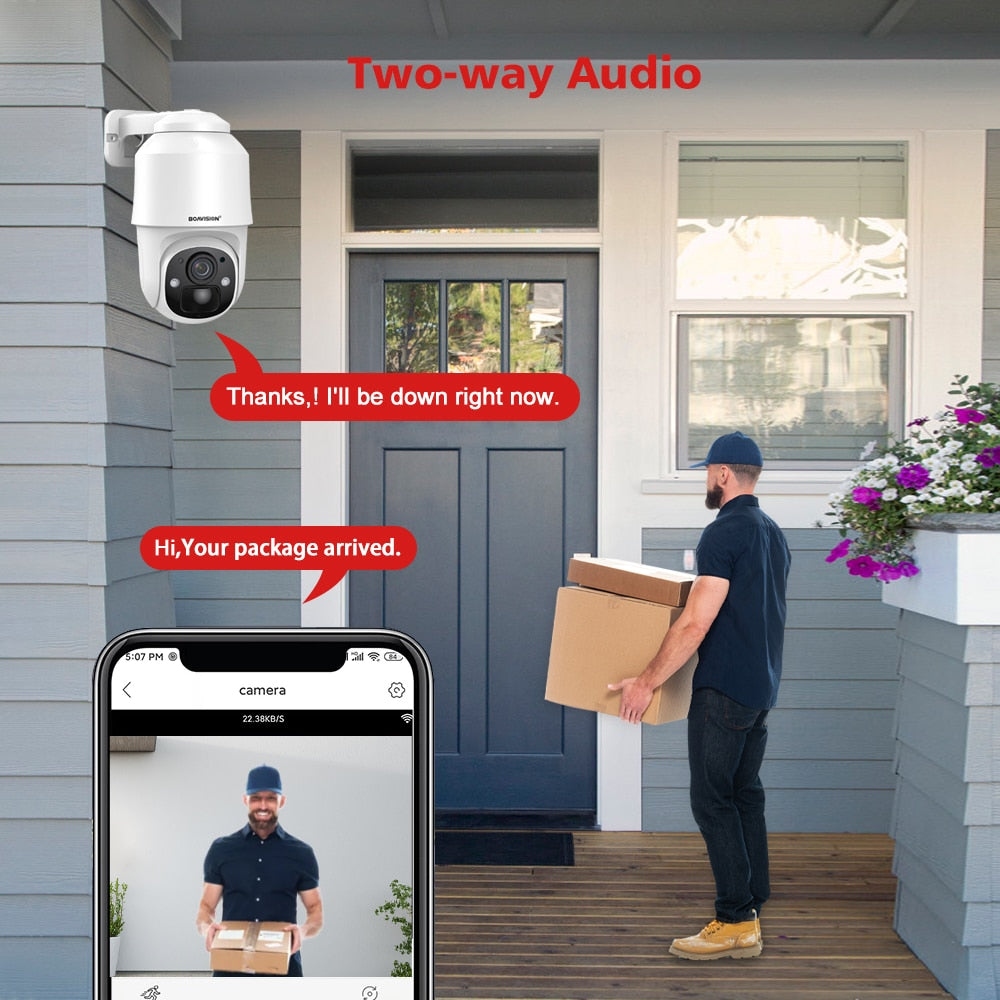 BOAVISION D4 Solar Camera - Wireless WIFI Solar Panel Outdoor 2MP 4MP PIR Human Detection Built-in 9000mah Rechargeble Battery Security Camera