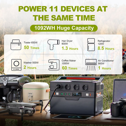 ALLPOWERS Portable solar Power Station 700W / 1500W Outdoor Generators. 110 / 230V Battery Backup With Mobile 200W Solarpanel