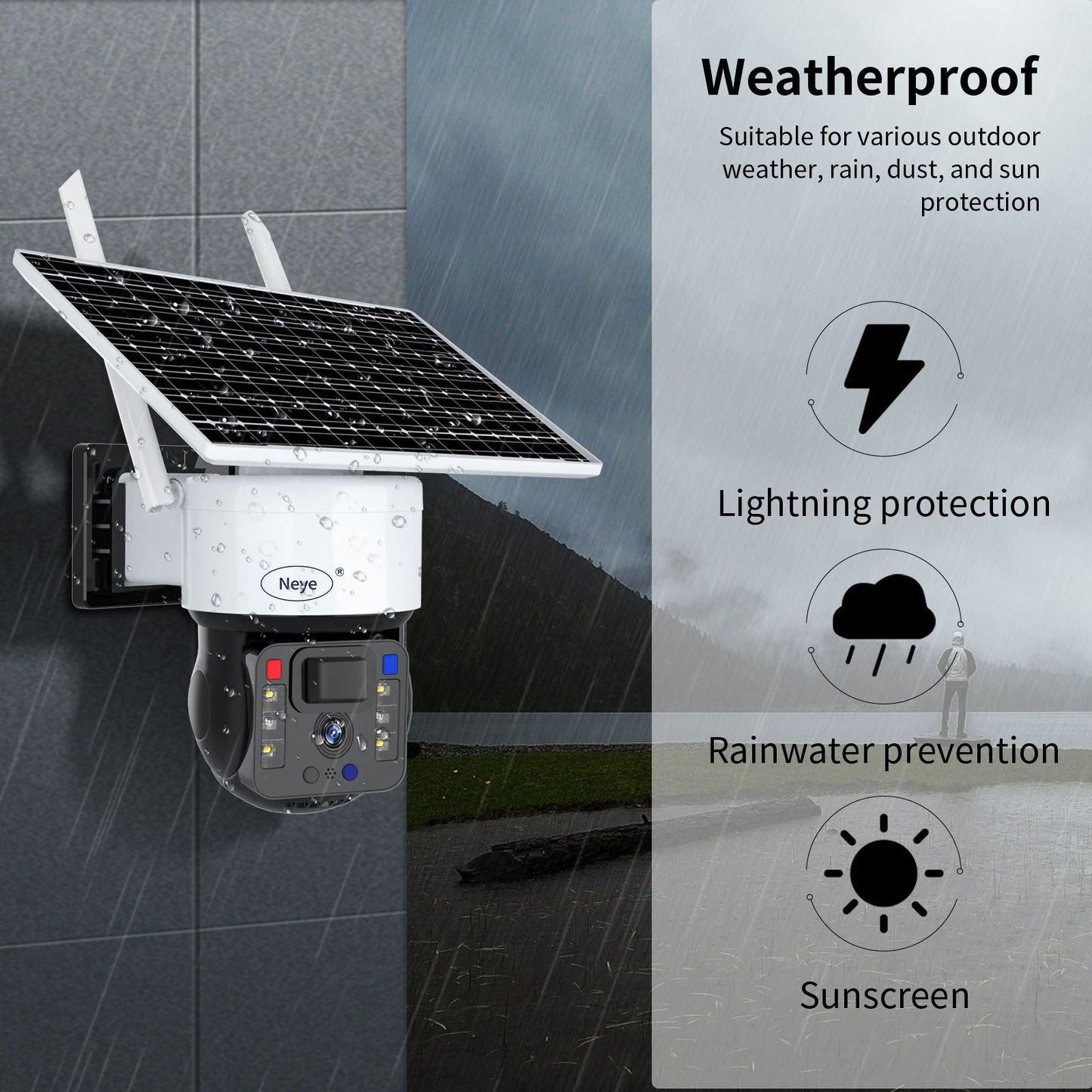 N_eye  8mp/4k Rechargeable Battery Solar Powered Outdoor 1080P Pan Tilt WiFi Security Camera Two-Way Audio IP65 Weatherproof  camera