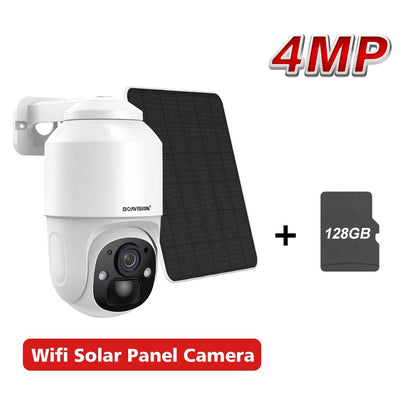 BOAVISION D4 Solar Camera - Wireless WIFI Solar Panel Outdoor 2MP 4MP PIR Human Detection Built-in 9000mah Rechargeble Battery Security Camera