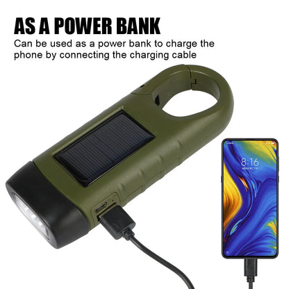 LED Flashlight Solar Flashlight For Fishing Boating Hiking Survival Gear Power Bank Rechargeable Emergency Hand Crank Dynamo