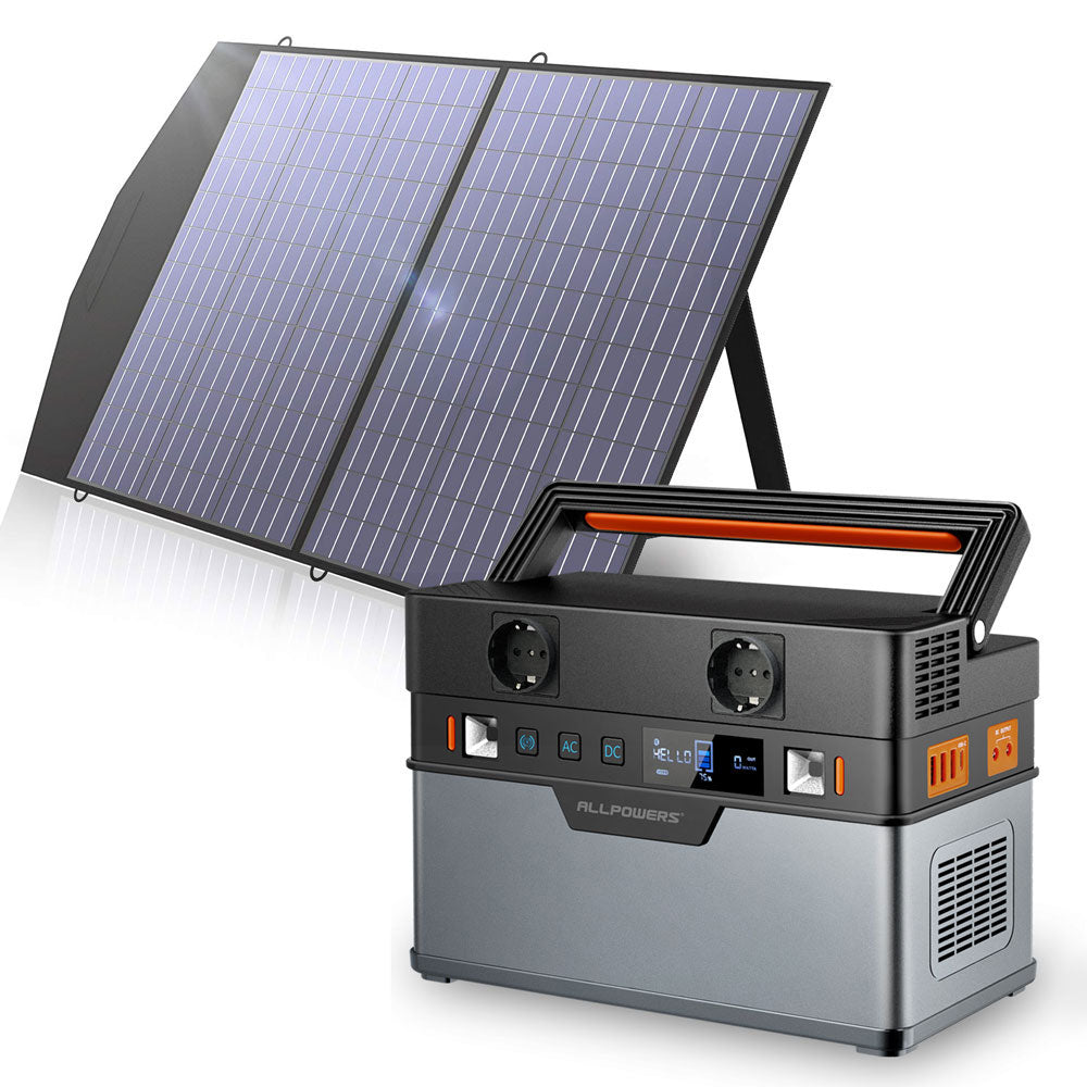 ALLPOWERS Solar Generator. 110V/220V Portable Power Station.Mobile Emergency Backup Power With 18V Foldable Solar Panel Charger