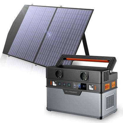 ALLPOWERS Solar Generator. 110V/220V Portable Power Station.Mobile Emergency Backup Power With 18V Foldable Solar Panel Charger