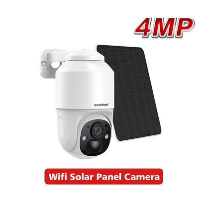 BOAVISION D4 Solar Camera - Wireless WIFI Solar Panel Outdoor 2MP 4MP PIR Human Detection Built-in 9000mah Rechargeble Battery Security Camera