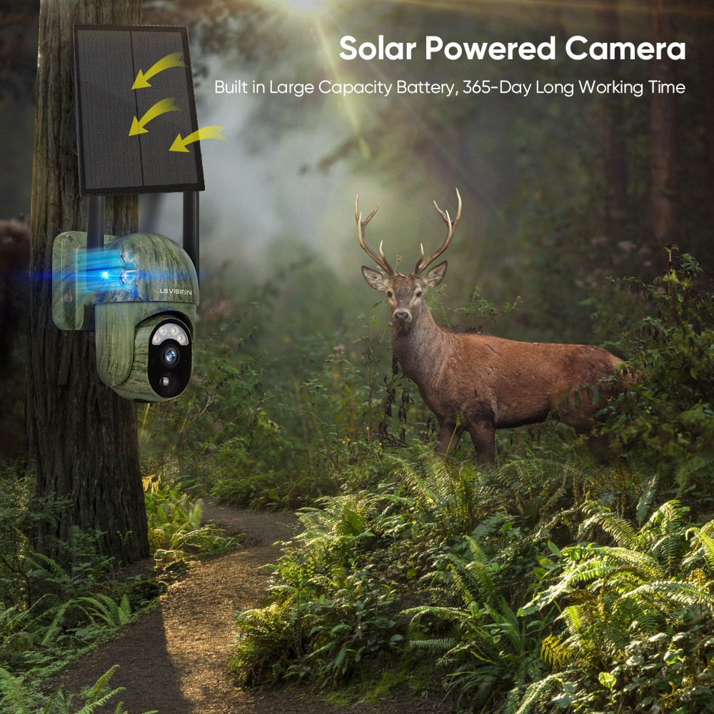 LS VISION LS-WS16M Solar Camera - 4MP 4G Solar Security Camera Wireless Outdoor WiFi Human/Animal Detection 2-Way Talk IP66 Waterproof Wildlife Camera