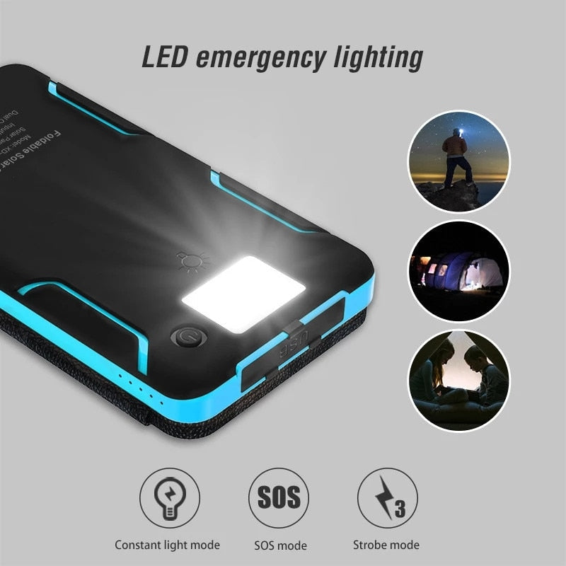100000mAh Waterproof Solar Power Bank Outdoor Camping Portable Folding Solar Panels 5V 2A USB Output Device Sun Power For Phone
