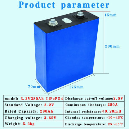 1-4PCS 3.2V Lifepo4 280Ah High Capacity Battery Brand New Lifepo4 Battery Cycle 6000 Times RV Solar Battery EU US Duty Free
