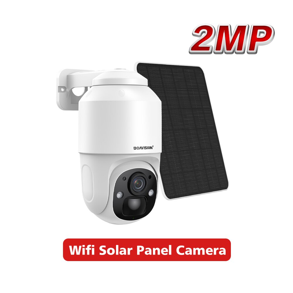 BOAVISION D4 Solar Camera - Wireless WIFI Solar Panel Outdoor 2MP 4MP PIR Human Detection Built-in 9000mah Rechargeble Battery Security Camera