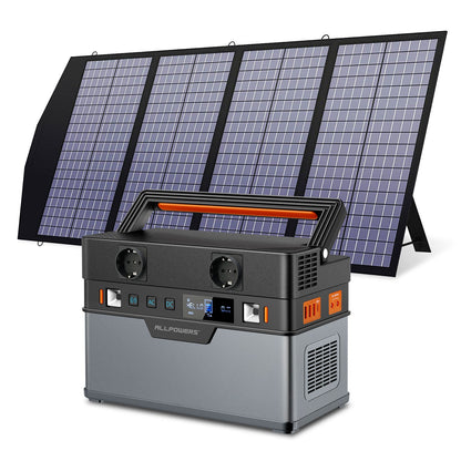 ALLPOWERS Solar Generator. 110V/220V Portable Power Station.Mobile Emergency Backup Power With 18V Foldable Solar Panel Charger