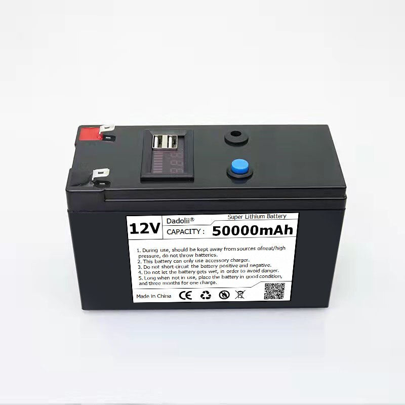 12V Battery 50Ah 18650 lithium battery pack Rechargeable battery for solar energy electric vehicle battery+12.6v3A charger