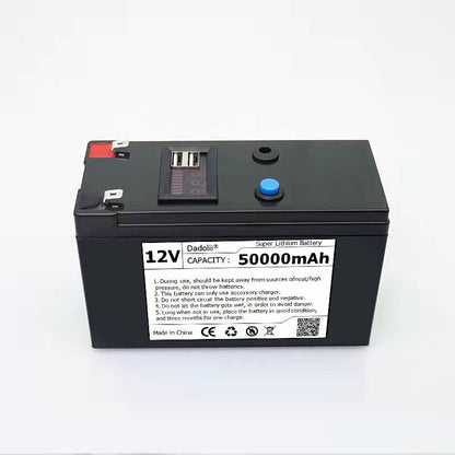 12V Battery 50Ah 18650 lithium battery pack Rechargeable battery for solar energy electric vehicle battery+12.6v3A charger